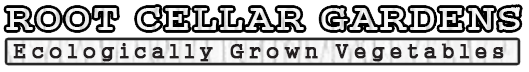 Root Cellar Gardens logo text including: Ecologically Grown Vegetables