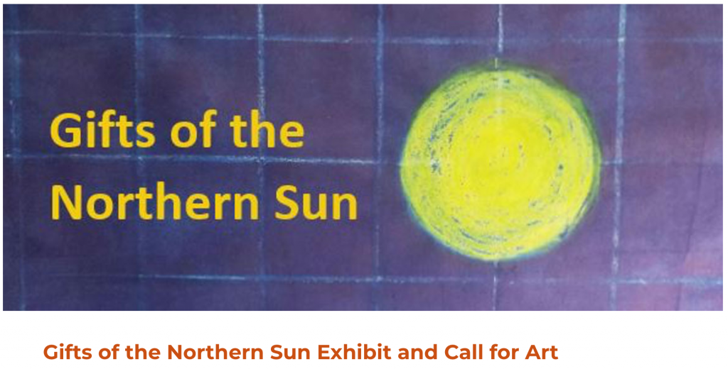 Gifts of the Northern Sun logo shows a yellow painted circle on dark blue tiles