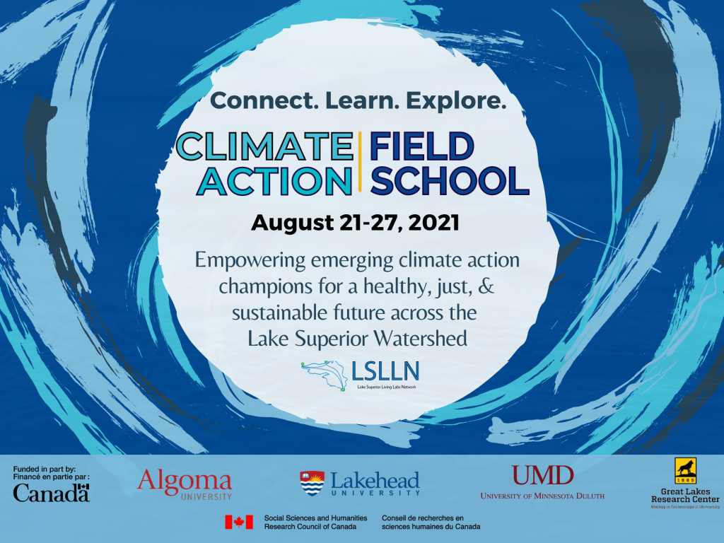 Event Announcement for the Climate Action Field School including dates, summary, and logos of hosts