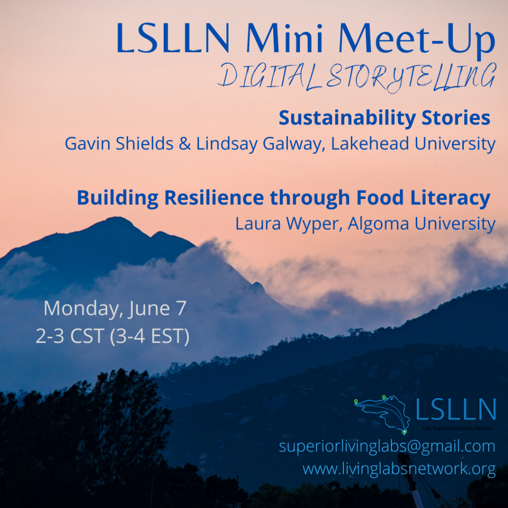 Event Poster for LSLLN Mini Meet-Up: Digital Storytelling with date, time, presenters, and contact info