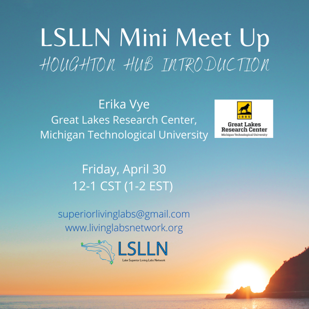 Event Poster for LSLLN Mini Meet-Up: Houghton Hub Introduction with date, time, presenters, and contact info
