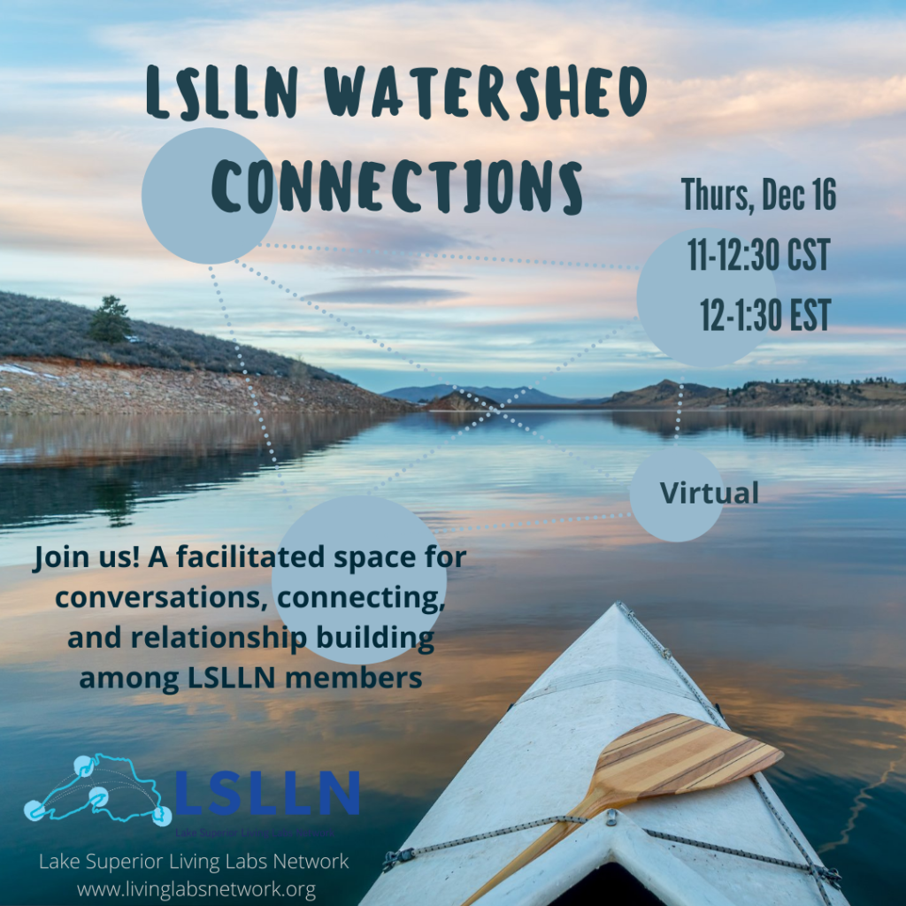 Event Poster for LSLLN Watershed Connections with date, time, presenters, and contact info