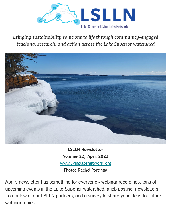 Screenshot of April 2023 newsletter front page