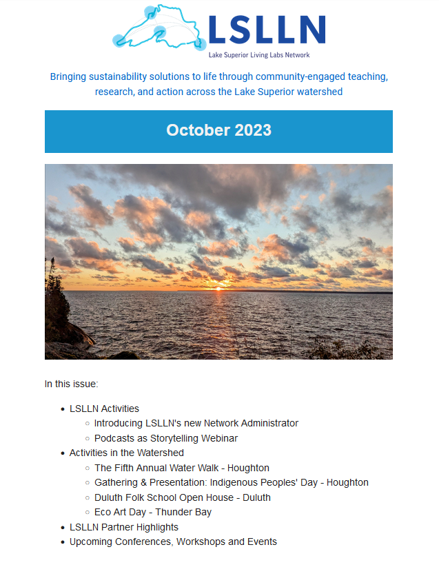 Screenshot of Oct 2023 newsletter front page