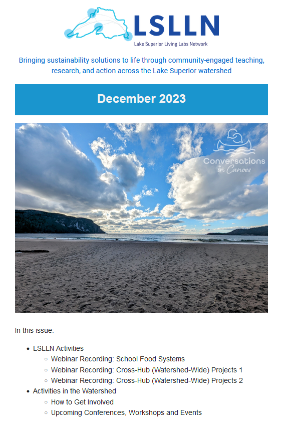 Screenshot of Dec 2023 newsletter front page