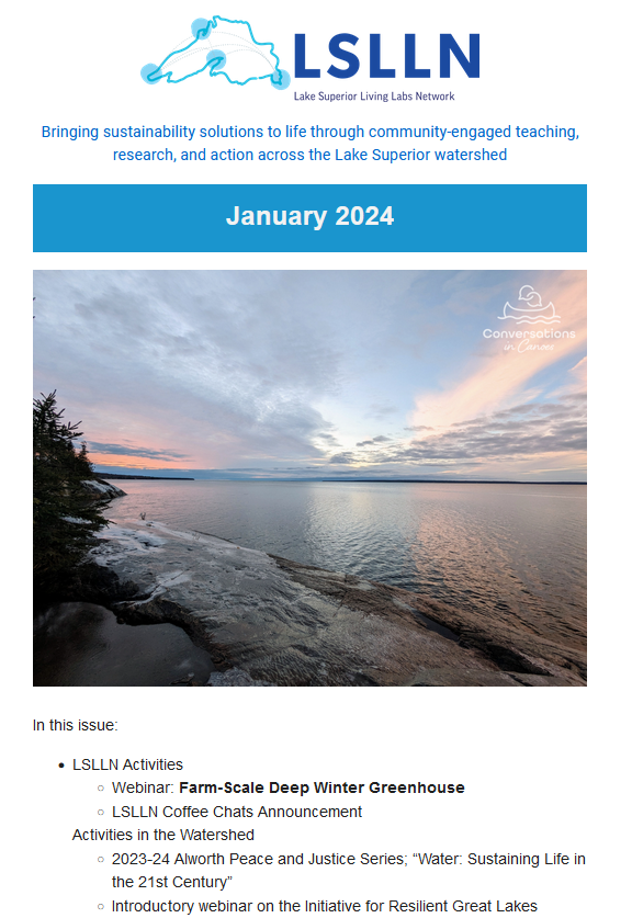 Screenshot of front page of January 2024 newsletter
