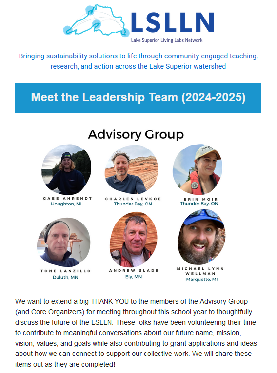 Screenshot of Meet the Leadership Team newsletter